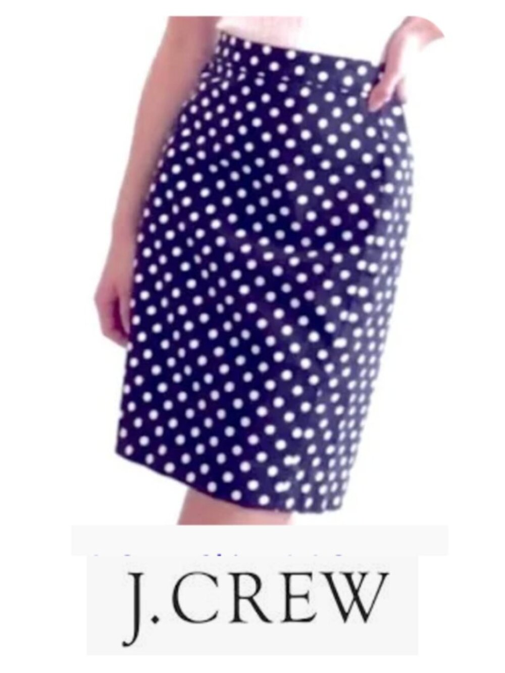 J Crew Navy and White Polka Dot Pencil Skirt - Size 2